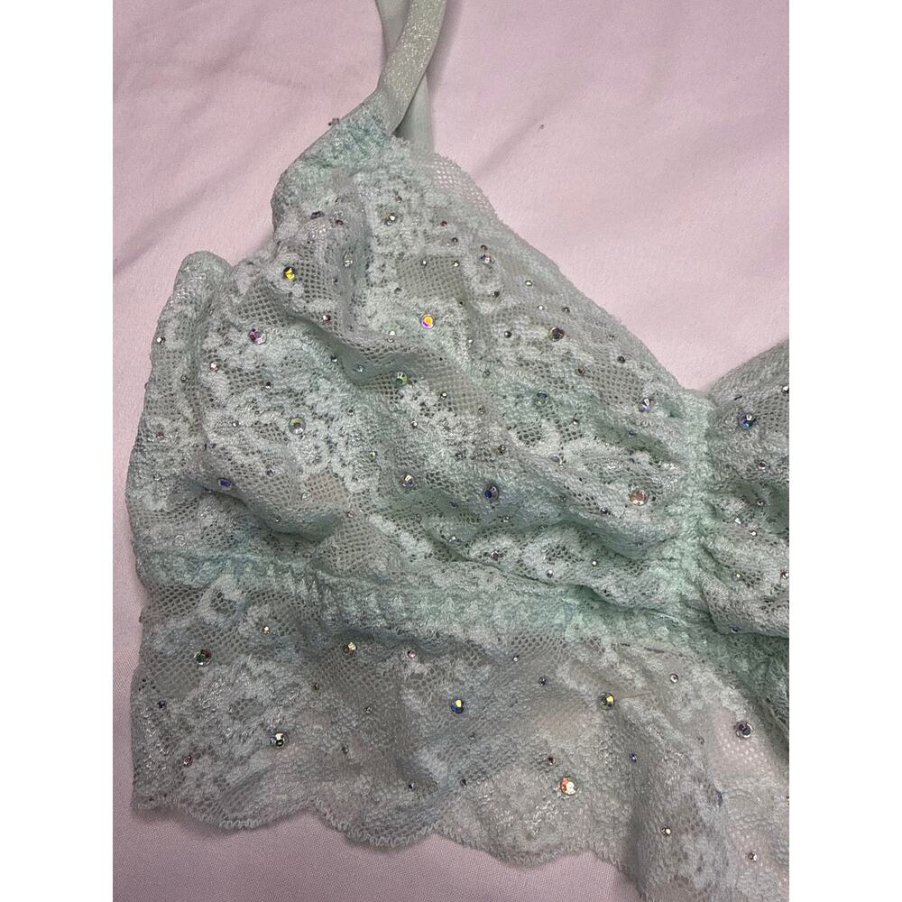 Victoria's Secret Pink Rhinestone Lacey Bralette Small Mint - Picture 2 of 5